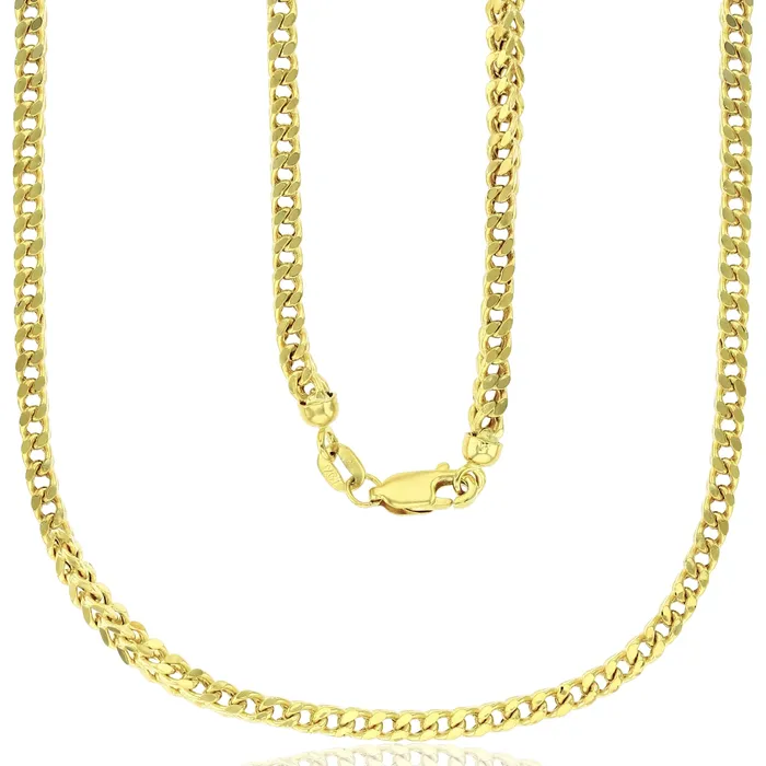 14k Yellow Gold Hollow 3mm5mm Franco Chain with Lobster Clasps Italian Gold Chain Gold Franco Chain for Men and Women DecadenceJewelry Necklaces