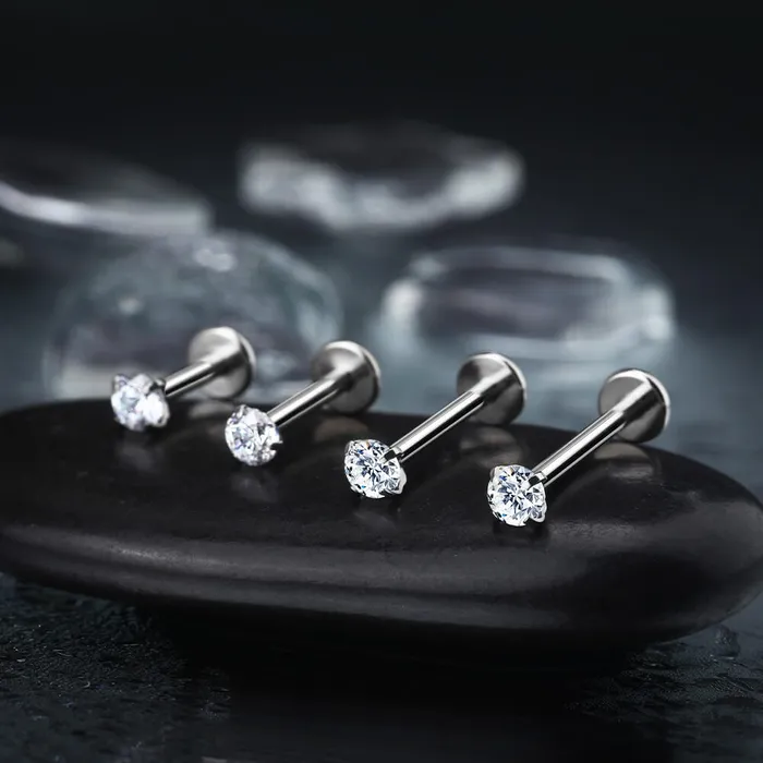 16G CZ Titanium Internally Threaded Labret Helix Stud OUFER BODY JEWELRY Earrings 16G CZ Titanium Internally Threaded Labret Helix Stud OUFER BODY JEWELRY Earrings