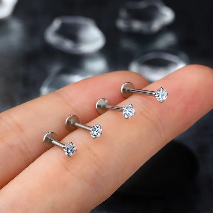 16G CZ Titanium Internally Threaded Labret Helix Stud OUFER BODY JEWELRY Earrings 16G CZ Titanium Internally Threaded Labret Helix Stud OUFER BODY JEWELRY Earrings
