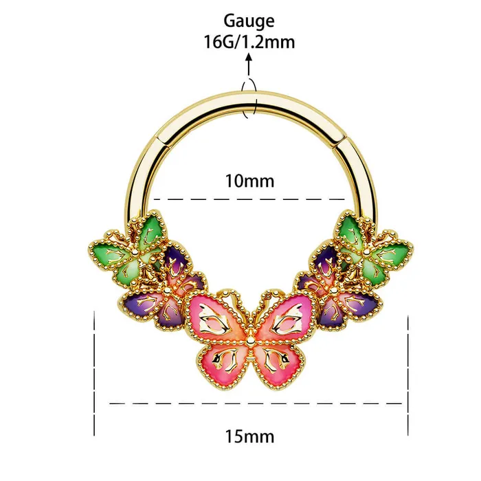 16G Gorgeous Iridescent Butterfly Hinged Segment Septum Ring OUFER BODY JEWELRY Rings 16G Gorgeous Iridescent Butterfly Hinged Segment Septum Ring OUFER BODY JEWELRY Rings