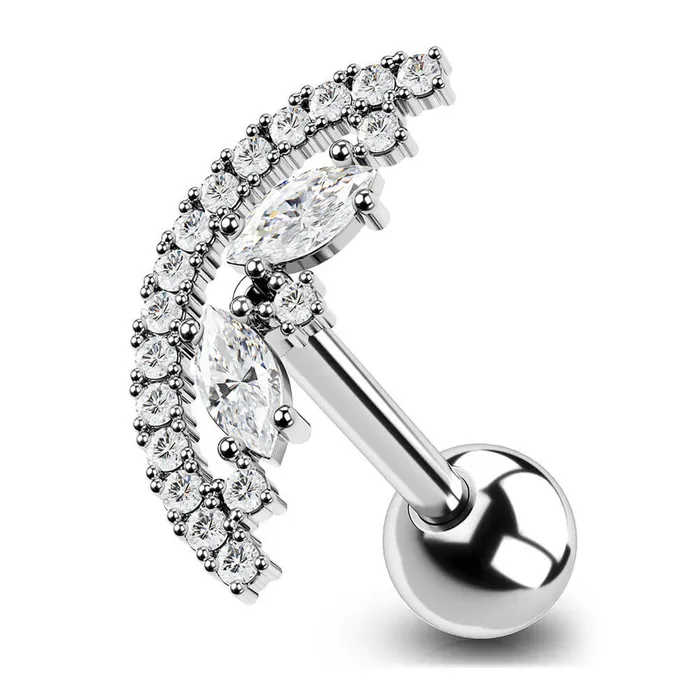 16G Half Round Shape CZ Conch Stud Helix Earring OUFER BODY JEWELRY Earrings 16G Half Round Shape CZ Conch Stud Helix Earring OUFER BODY JEWELRY Earrings
