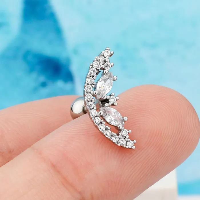 16G Half Round Shape CZ Conch Stud Helix Earring OUFER BODY JEWELRY Earrings 16G Half Round Shape CZ Conch Stud Helix Earring OUFER BODY JEWELRY Earrings