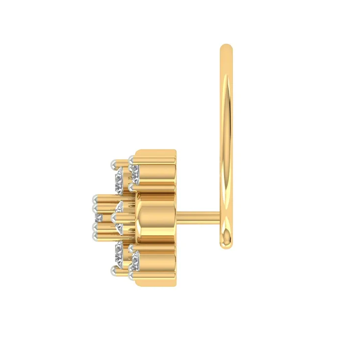 18k Yellow Gold Round Brilliant Cut Unique Diamond Nose Pin with Wire of 005 Carat Gold Palace Necklaces