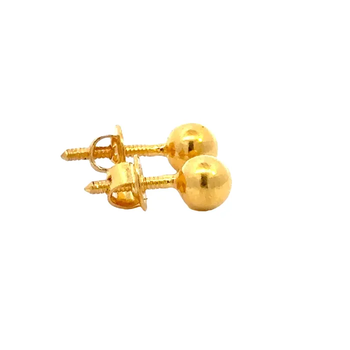 22k Yellow Gold BallBead Earrings with gold weight of 175g Gold Palace Earrings