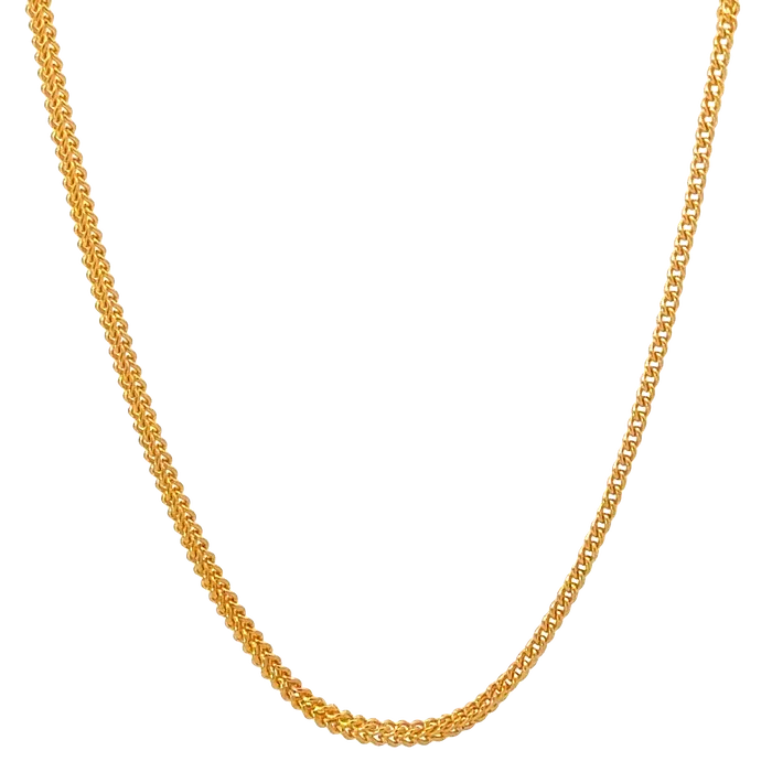 22k Yellow Gold Round Fox Fancy Cutting Chain measuring 25mm width x 22 inch length Gold Palace Necklaces 22k Yellow Gold Round Fox Fancy Cutting Chain measuring 25mm width x 22 inch length Gold Palace Necklaces