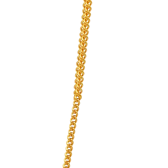 22k Yellow Gold Round Fox Fancy Cutting Chain measuring 25mm width x 22 inch length Gold Palace Necklaces