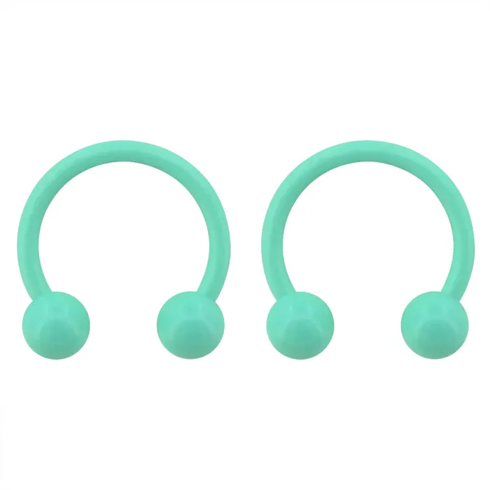 2Pcs Macaron Green Circular Barbell Septum Ring OUFER BODY JEWELRY Rings