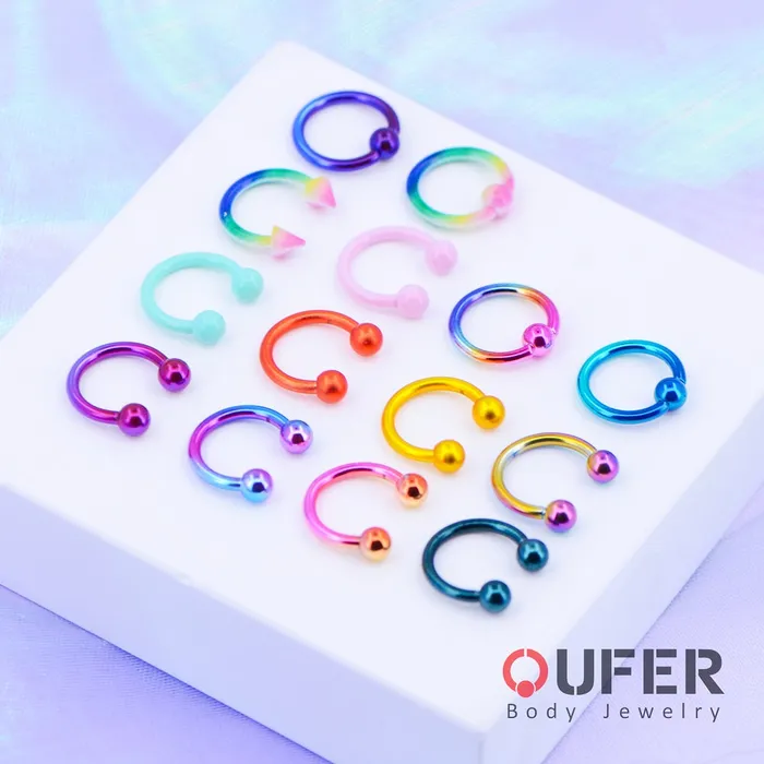 2Pcs Macaron Green Circular Barbell Septum Ring OUFER BODY JEWELRY Rings 2Pcs Macaron Green Circular Barbell Septum Ring OUFER BODY JEWELRY Rings