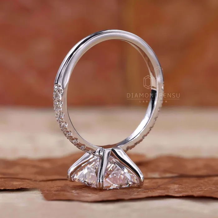 3 Carat Princess Cut Lab Grown Diamond Engagement Ring for Women Diamondrensu Rings