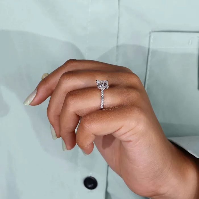 3 Carat Princess Cut Lab Grown Diamond Engagement Ring for Women Diamondrensu Rings