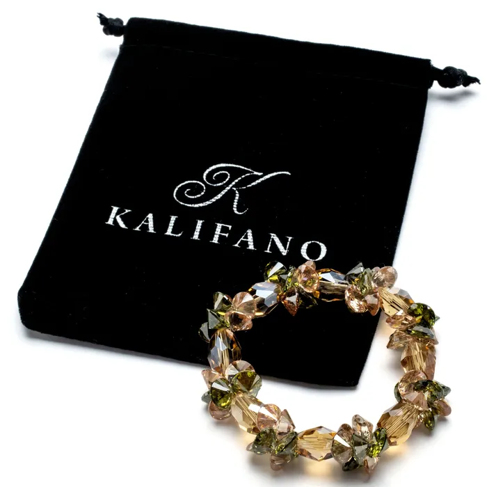 Alexander Kalifano Bracelets Autumn Faceted Cubic Zirconia Crystal Elastic Bracelet