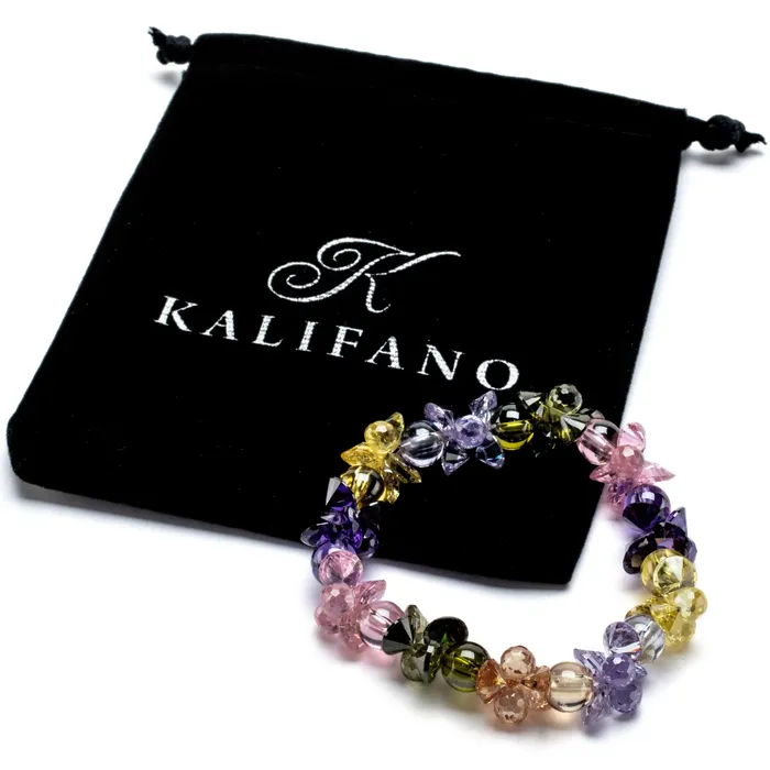 Alexander Kalifano Floral Faceted Cubic Zirconia Crystal Elastic Bracelet Bracelets