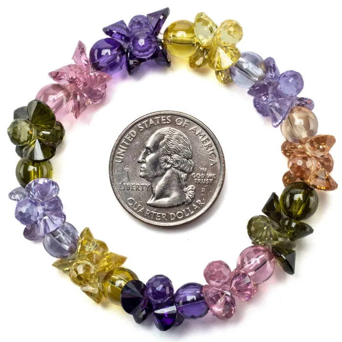 Alexander Kalifano Floral Faceted Cubic Zirconia Crystal Elastic Bracelet Bracelets