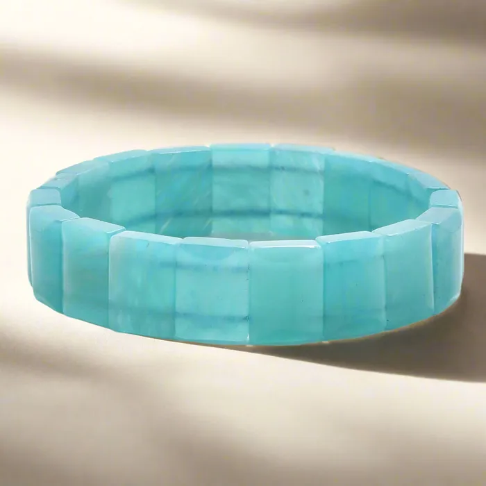 Amazonite Square Gemstone 15mm Beads Elastic Bracelet Kalifano Bracelets