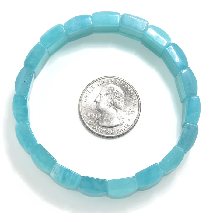 Amazonite Square Gemstone 15mm Beads Elastic Bracelet Kalifano Bracelets