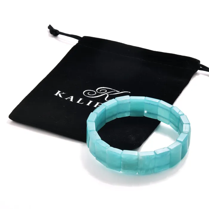 Amazonite Square Gemstone 15mm Beads Elastic Bracelet Kalifano Bracelets