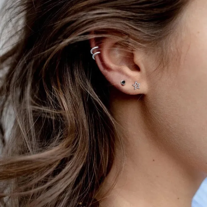 Betty and Biddy Rings Celebrate Open Star Studs Silver