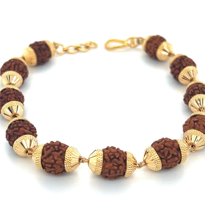Bracelets 22K Gold Bold Golden Cap Rudraksha Bracelet Gold Palace