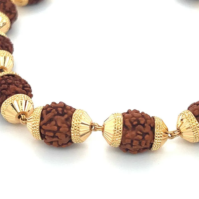 Bracelets 22K Gold Bold Golden Cap Rudraksha Bracelet Gold Palace