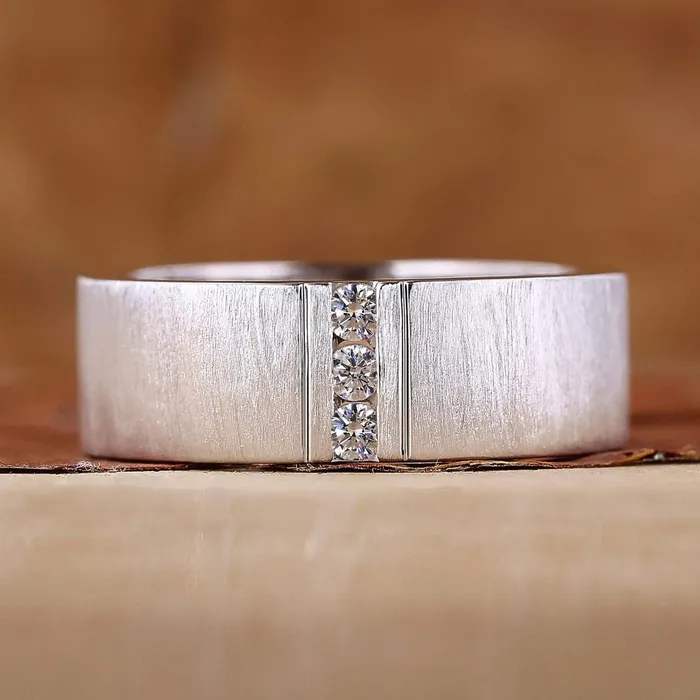 Brushed Finish Round Cut Lab Grown Diamond Mens Wedding Ring Diamondrensu Rings Brushed Finish Round Cut Lab Grown Diamond Mens Wedding Ring Diamondrensu Rings