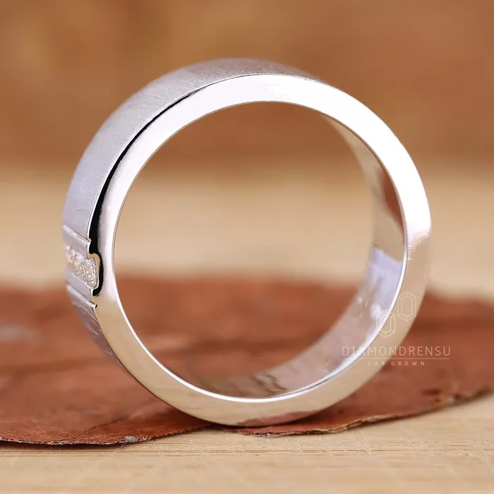 Brushed Finish Round Cut Lab Grown Diamond Mens Wedding Ring Diamondrensu Rings