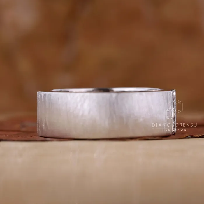 Brushed Finish Round Cut Lab Grown Diamond Mens Wedding Ring Diamondrensu Rings