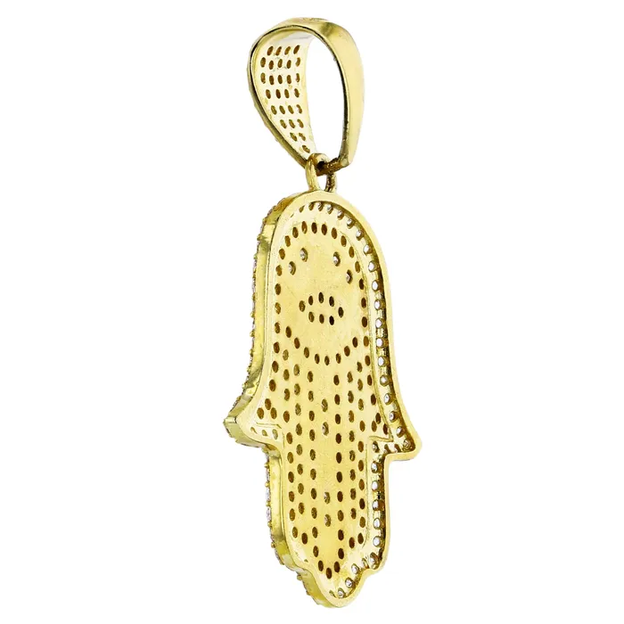 DecadenceJewelry 14K TwoTone Gold 38x22mm Micropave Hamsa Pendant Rings