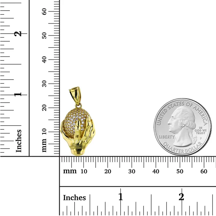DecadenceJewelry Necklaces 14K Yellow Gold 29x15mm Micropave World On My Hands Pendant DecadenceJewelry Necklaces 14K Yellow Gold 29x15mm Micropave World On My Hands Pendant