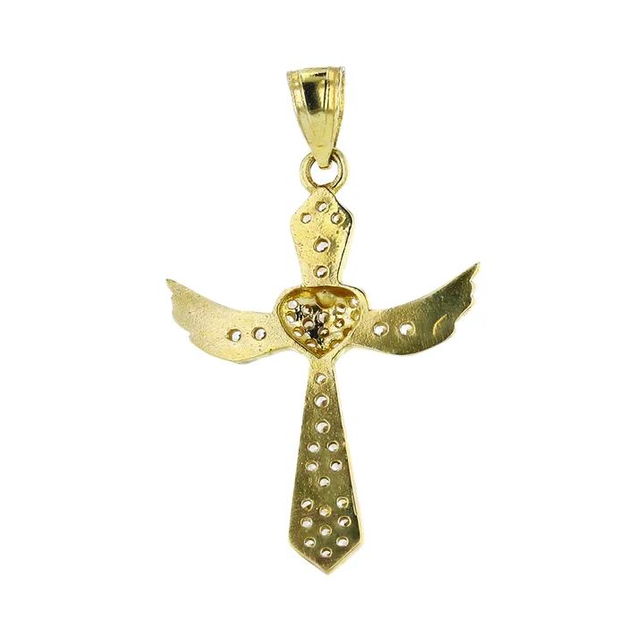 DecadenceJewelry Necklaces 14K Yellow Gold 33x20mm Micropave Flying Cross Pendant DecadenceJewelry Necklaces 14K Yellow Gold 33x20mm Micropave Flying Cross Pendant