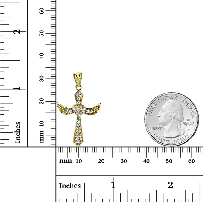 DecadenceJewelry Necklaces 14K Yellow Gold 33x20mm Micropave Flying Cross Pendant DecadenceJewelry Necklaces 14K Yellow Gold 33x20mm Micropave Flying Cross Pendant