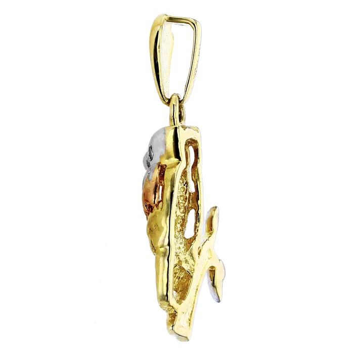 DecadenceJewelry PreStyled Sets 14K Tricolor Gold 28x18MM Ruby Owl Pendant