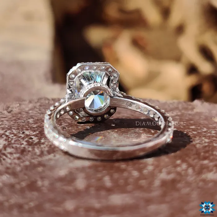 Diamondrensu 211 TCW Radiant Cut Classic Halo Pave Set Moissanite Wedding Ring Set Rings Diamondrensu 211 TCW Radiant Cut Classic Halo Pave Set Moissanite Wedding Ring Set Rings