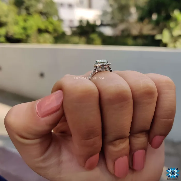 Diamondrensu 211 TCW Radiant Cut Classic Halo Pave Set Moissanite Wedding Ring Set Rings Diamondrensu 211 TCW Radiant Cut Classic Halo Pave Set Moissanite Wedding Ring Set Rings