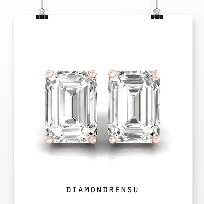 Diamondrensu Earrings Dazzling 150 TW Emerald Step Cut Colorless Moissanite Earrings Screw Back Diamondrensu Earrings Dazzling 150 TW Emerald Step Cut Colorless Moissanite Earrings Screw Back
