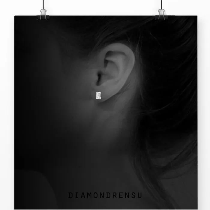 Diamondrensu Earrings Dazzling 150 TW Emerald Step Cut Colorless Moissanite Earrings Screw Back Diamondrensu Earrings Dazzling 150 TW Emerald Step Cut Colorless Moissanite Earrings Screw Back