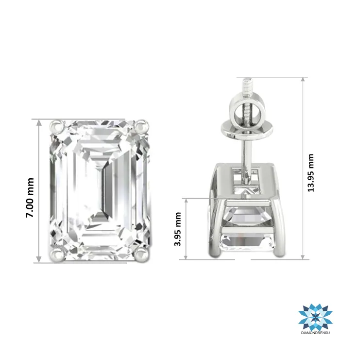 Diamondrensu Earrings Dazzling 150 TW Emerald Step Cut Colorless Moissanite Earrings Screw Back Diamondrensu Earrings Dazzling 150 TW Emerald Step Cut Colorless Moissanite Earrings Screw Back