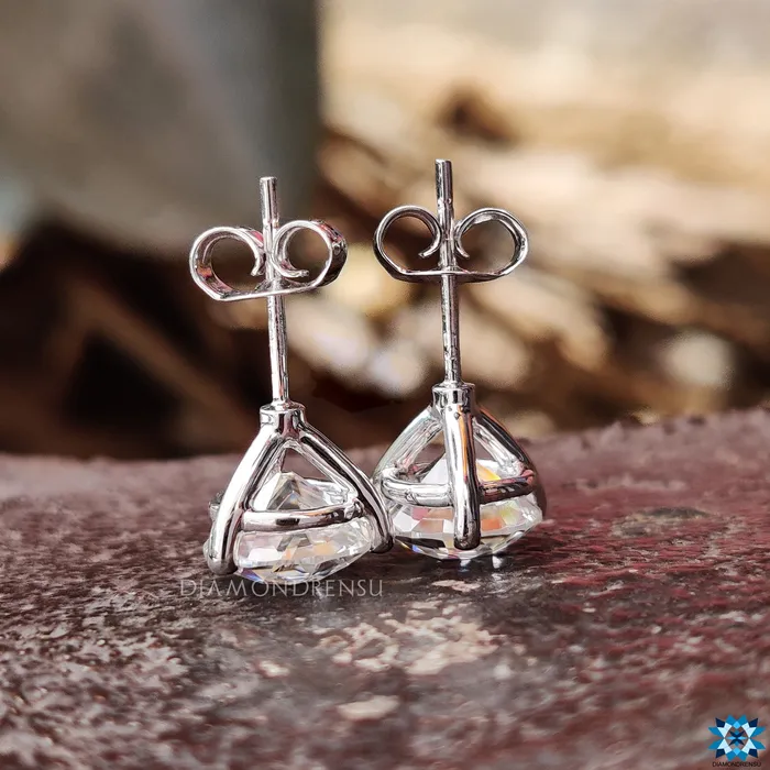 Diamondrensu Earrings Three Prong Martini Round Old European Cut Moissanite Stud Earrings