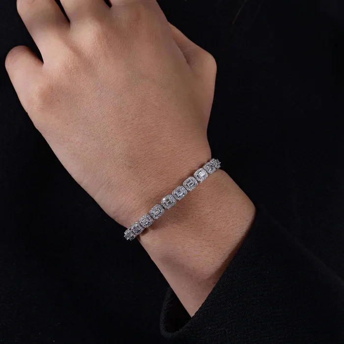 Diamondrensu Emerald and Round Diamond Tennis Bracelet Lab Grown Diamonds Bracelets Diamondrensu Emerald and Round Diamond Tennis Bracelet Lab Grown Diamonds Bracelets
