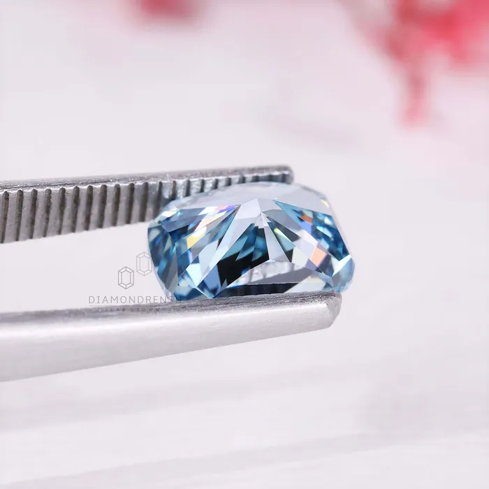 Diamondrensu Fancy Vivid Blue 251 CT Cushion Cut Lab Grown Diamond for Engagement Ring Rings