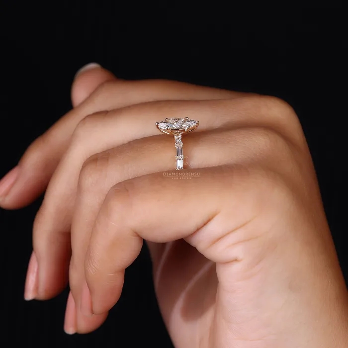 Diamondrensu Gold Marquise Engagement Ring Pave Style Rings