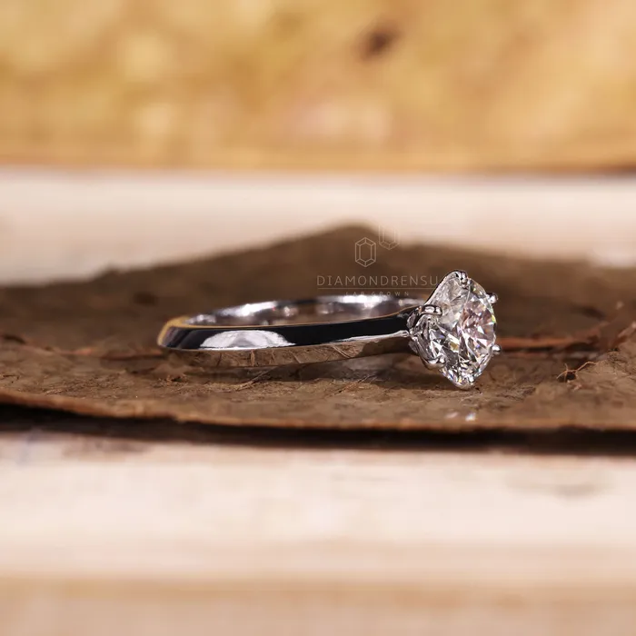Diamondrensu Lab Diamond Ring 101 CT Round Brilliant Cut EVVS Diamond Solitaire Engagement Ring Knife Edge Ring Rings