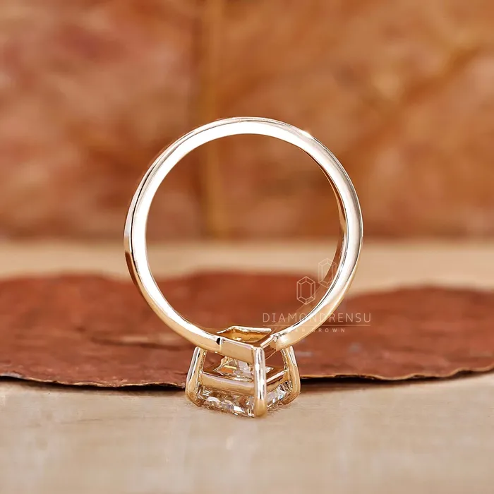 Diamondrensu Lozenge Cut Diamond Solitaire Gold Engagement Ring Rings