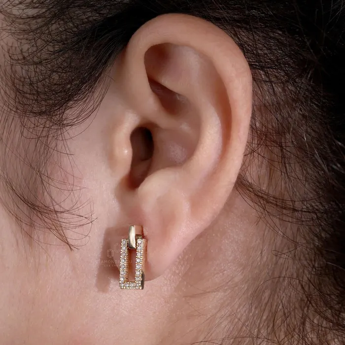 Diamondrensu Rectangle Shape Earrings 130 MM Round Cut Lab Grown Diamond Dangle Earrings Earrings