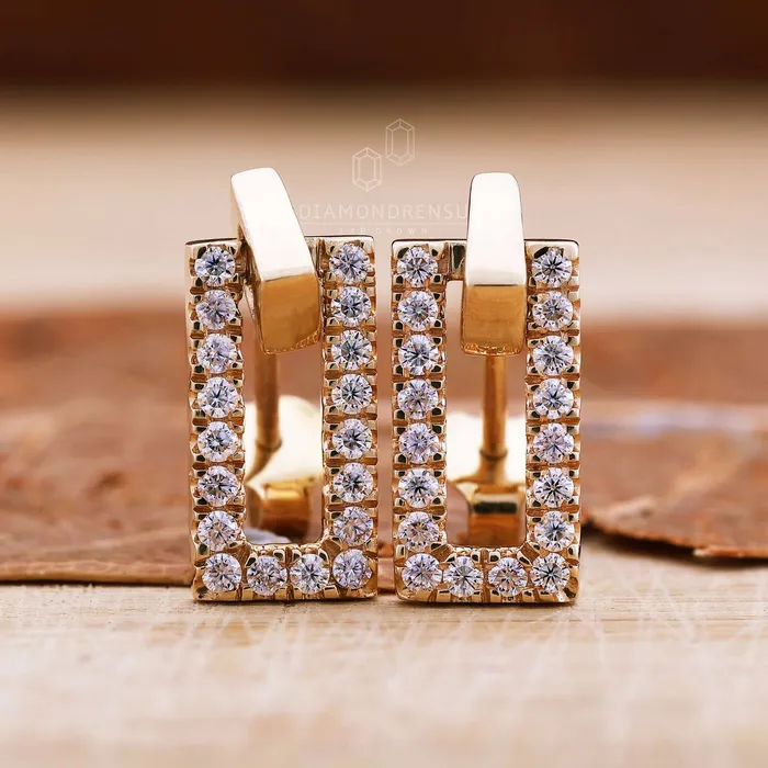 Diamondrensu Rectangle Shape Earrings 130 MM Round Cut Lab Grown Diamond Dangle Earrings Earrings