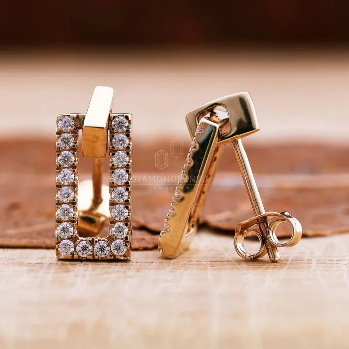 Diamondrensu Rectangle Shape Earrings 130 MM Round Cut Lab Grown Diamond Dangle Earrings Earrings