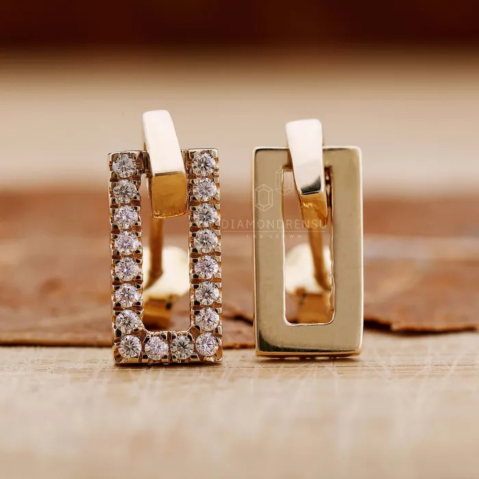 Diamondrensu Rectangle Shape Earrings 130 MM Round Cut Lab Grown Diamond Dangle Earrings Earrings
