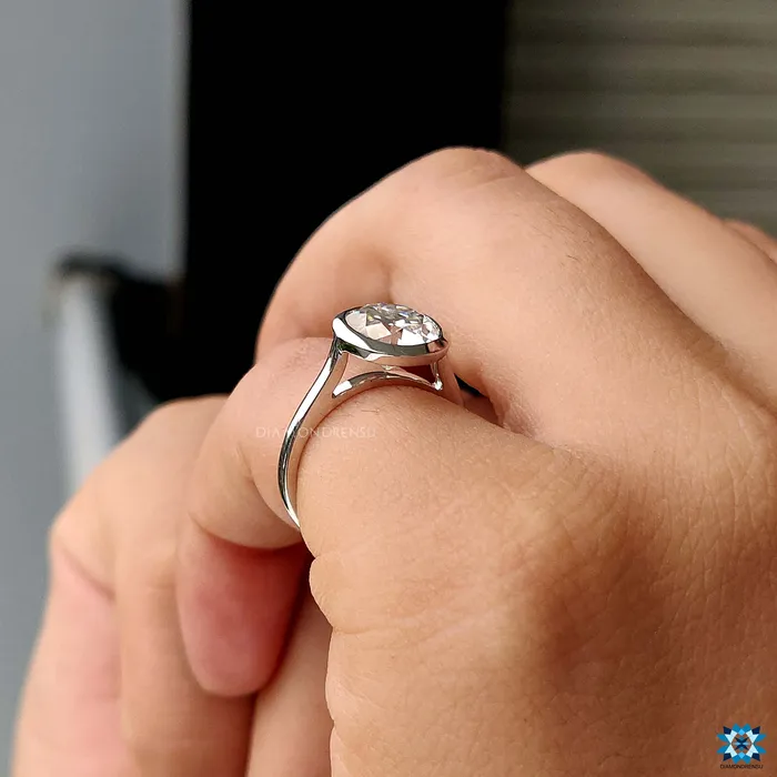 Diamondrensu Rings 189 CT Round Old European Cut Bezel Set Moissanite Solitaire Ring Diamondrensu Rings 189 CT Round Old European Cut Bezel Set Moissanite Solitaire Ring