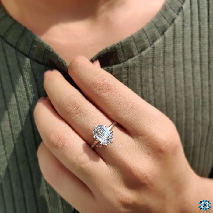 Diamondrensu Rings Cushion Criss Cut Moissanite Solitaire Ring 247 CT Colorless Moissanite Engagement Ring Anniversary Gift for Her