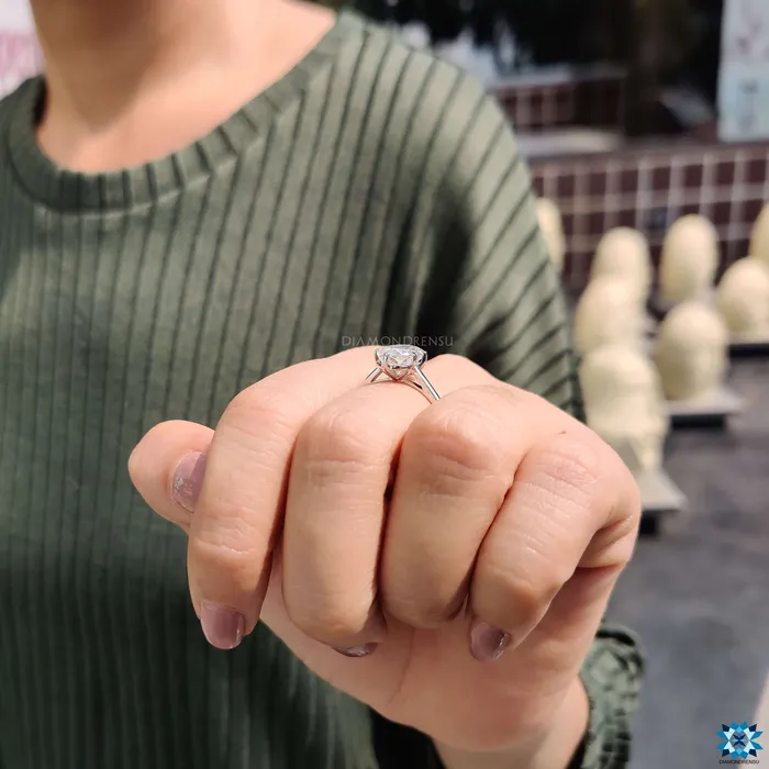 Diamondrensu Rings Cushion Criss Cut Moissanite Solitaire Ring 247 CT Colorless Moissanite Engagement Ring Anniversary Gift for Her