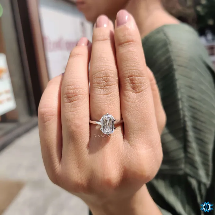 Diamondrensu Rings Cushion Criss Cut Moissanite Solitaire Ring 247 CT Colorless Moissanite Engagement Ring Anniversary Gift for Her